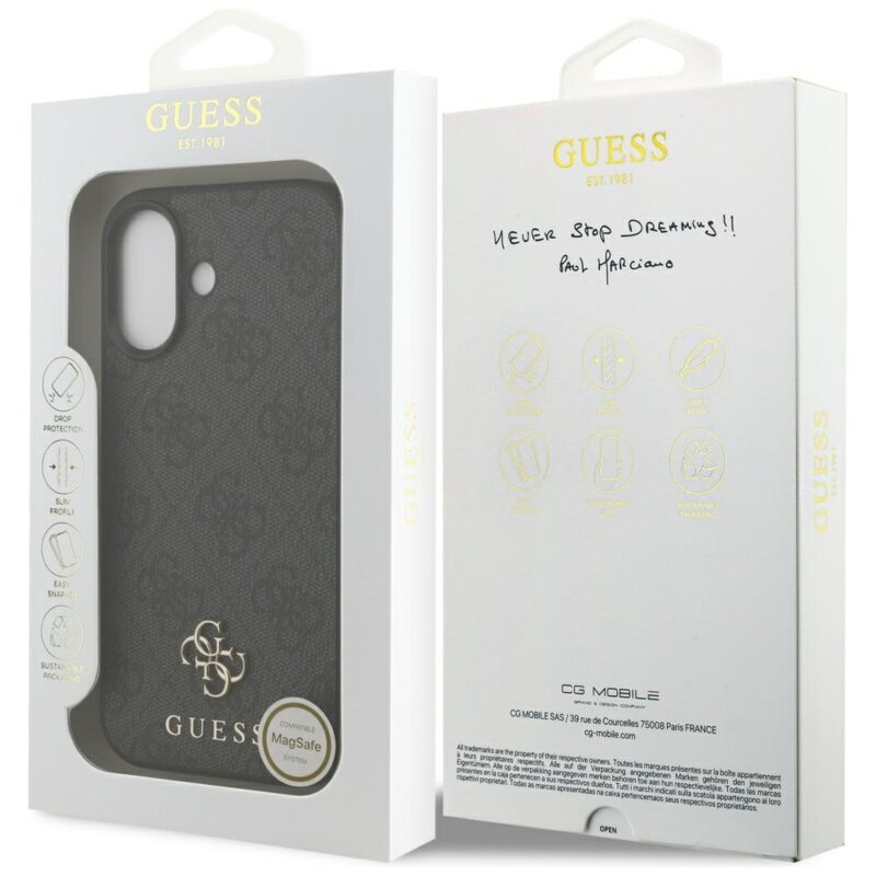 Husa iPhone 17 Guess 4G Small and Classic Logo MagSafe, negru, GUHMP17SP4SM4MK