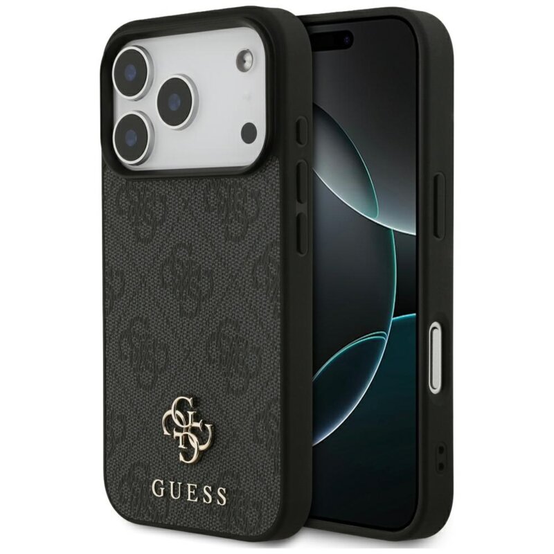 Husa iPhone 17 Pro Guess 4G Small and Classic Logo MagSafe, negru, GUHMP17LP4SM4MK