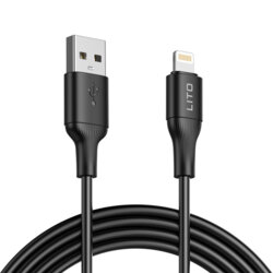 Cablu de date USB la Lightning Lito, 2.4A, 1m, LD06L, negru