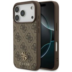 Husa iPhone 17 Pro Guess 4G Small and Classic Logo MagSafe, maro, GUHMP17LP4SM4MW