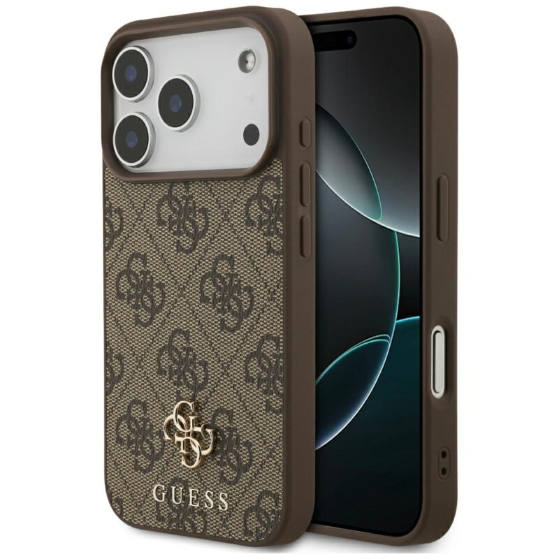 Husa iPhone 17 Pro Guess 4G Small and Classic Logo MagSafe, maro, GUHMP17LP4SM4MW