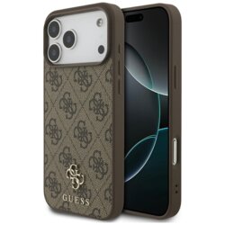 Husa iPhone 17 Pro Max Guess 4G Small and Classic Logo MagSafe, maro, GUHMP17XP4SM4MW