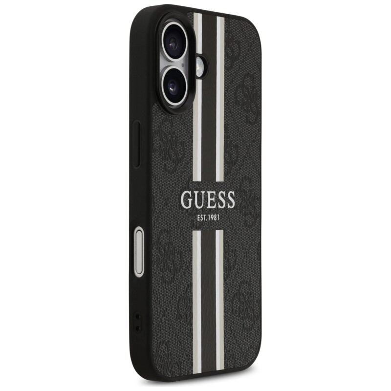 Husa originala Guess iPhone 17 Hardcase 4G Printed Stripes MagSafe, negru, GUHMP17SP4RPSK