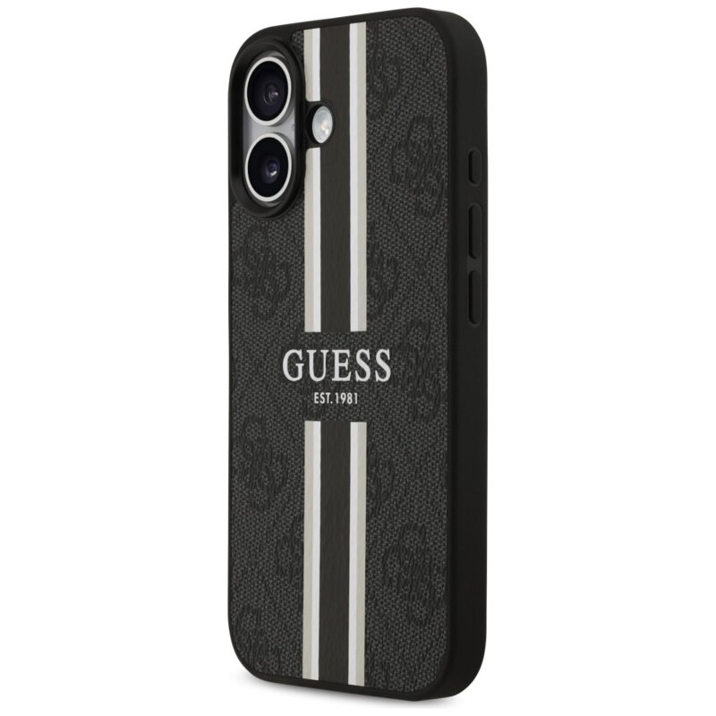 Husa originala Guess iPhone 17 Hardcase 4G Printed Stripes MagSafe, negru, GUHMP17SP4RPSK