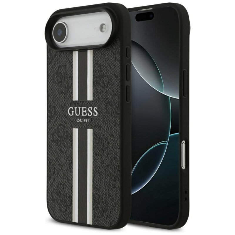 Husa originala Guess iPhone 17 Air Hardcase 4G Printed Stripes MagSafe, negru, GUHMP17MP4RPSK