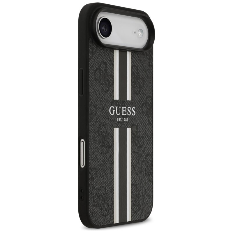 Husa originala Guess iPhone 17 Air Hardcase 4G Printed Stripes MagSafe, negru, GUHMP17MP4RPSK