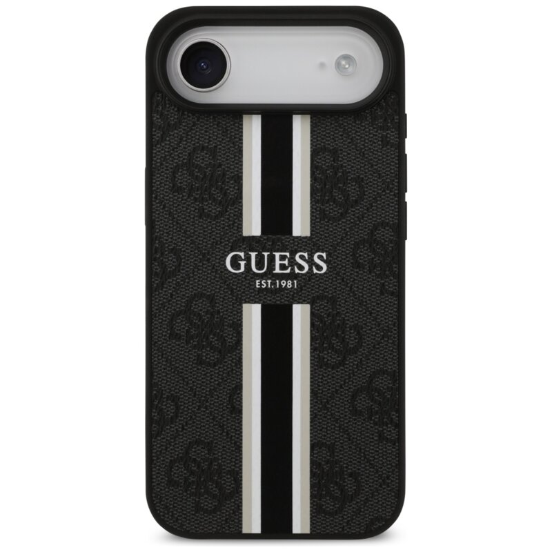 Husa originala Guess iPhone 17 Air Hardcase 4G Printed Stripes MagSafe, negru, GUHMP17MP4RPSK