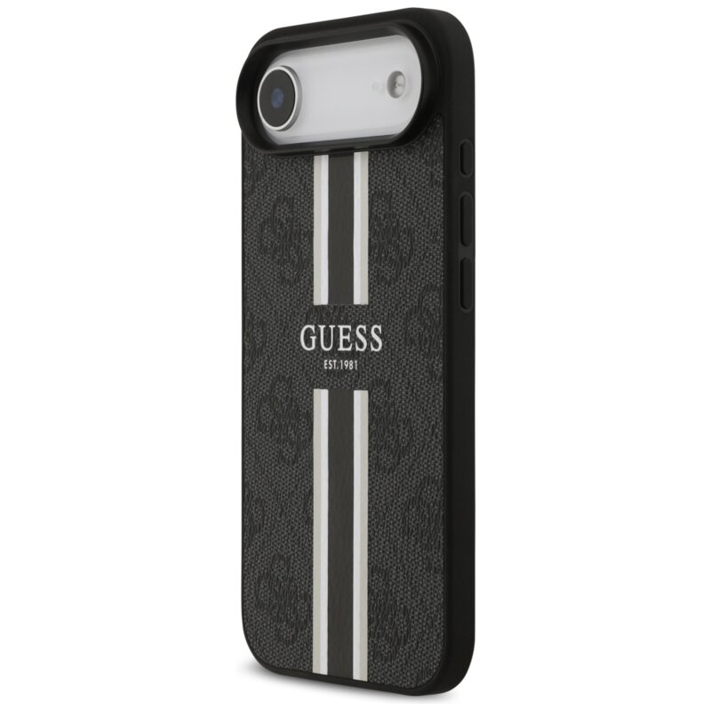Husa originala Guess iPhone 17 Air Hardcase 4G Printed Stripes MagSafe, negru, GUHMP17MP4RPSK