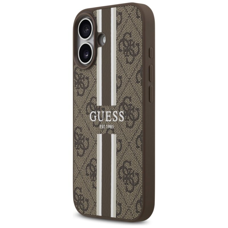 Husa originala Guess iPhone 17 Hardcase 4G Printed Stripes MagSafe, maro, GUHMP17SP4RPSW