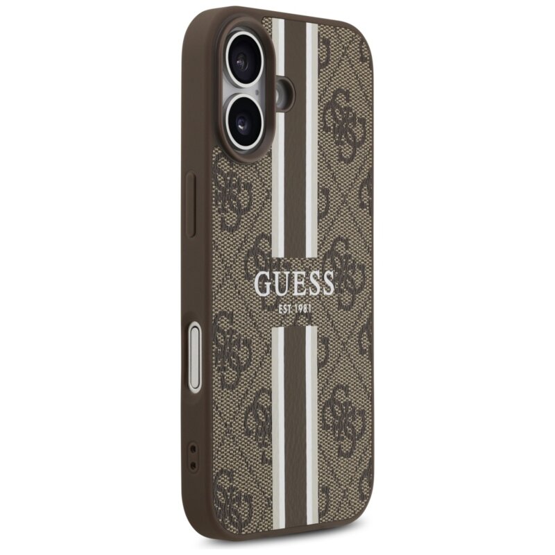 Husa originala Guess iPhone 17 Hardcase 4G Printed Stripes MagSafe, maro, GUHMP17SP4RPSW