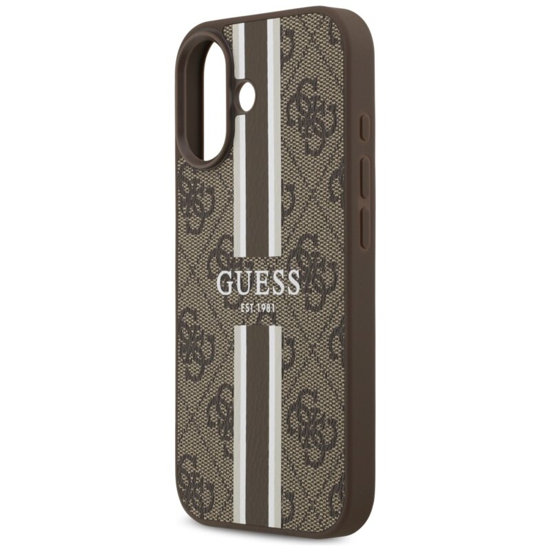 Husa originala Guess iPhone 17 Hardcase 4G Printed Stripes MagSafe, maro, GUHMP17SP4RPSW