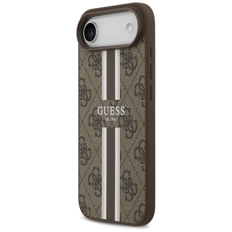 Husa originala Guess iPhone 17 Air Hardcase 4G Printed Stripes MagSafe, maro, GUHMP17MP4RPSW
