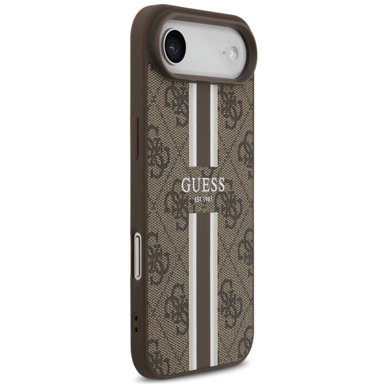 Husa originala Guess iPhone 17 Air Hardcase 4G Printed Stripes MagSafe, maro, GUHMP17MP4RPSW