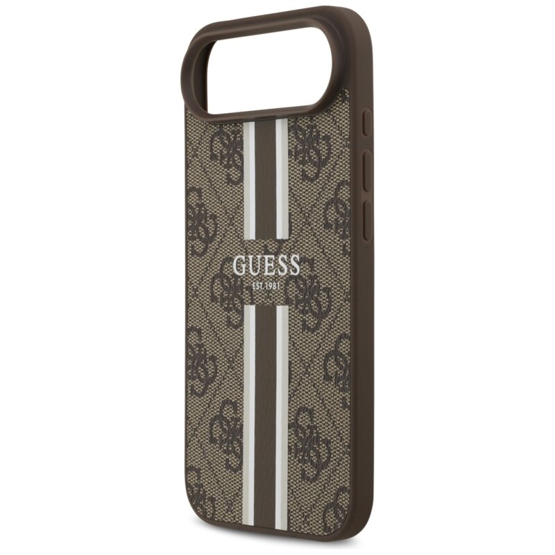 Husa originala Guess iPhone 17 Air Hardcase 4G Printed Stripes MagSafe, maro, GUHMP17MP4RPSW
