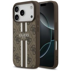 Husa originala Guess iPhone 17 Pro Hardcase 4G Printed Stripes MagSafe, maro, GUHMP17LP4RPSW