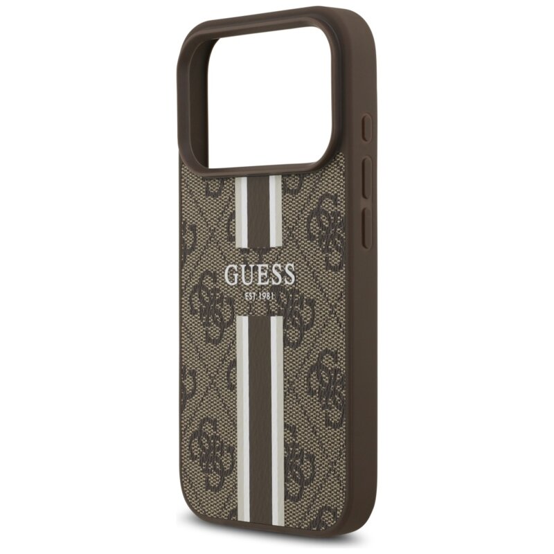 Husa originala Guess iPhone 17 Pro Hardcase 4G Printed Stripes MagSafe, maro, GUHMP17LP4RPSW