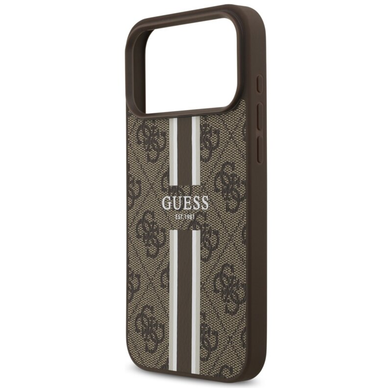 Husa originala Guess iPhone 17 Pro Max Hardcase 4G Printed Stripes MagSafe, maro, GUHMP17XP4RPSW