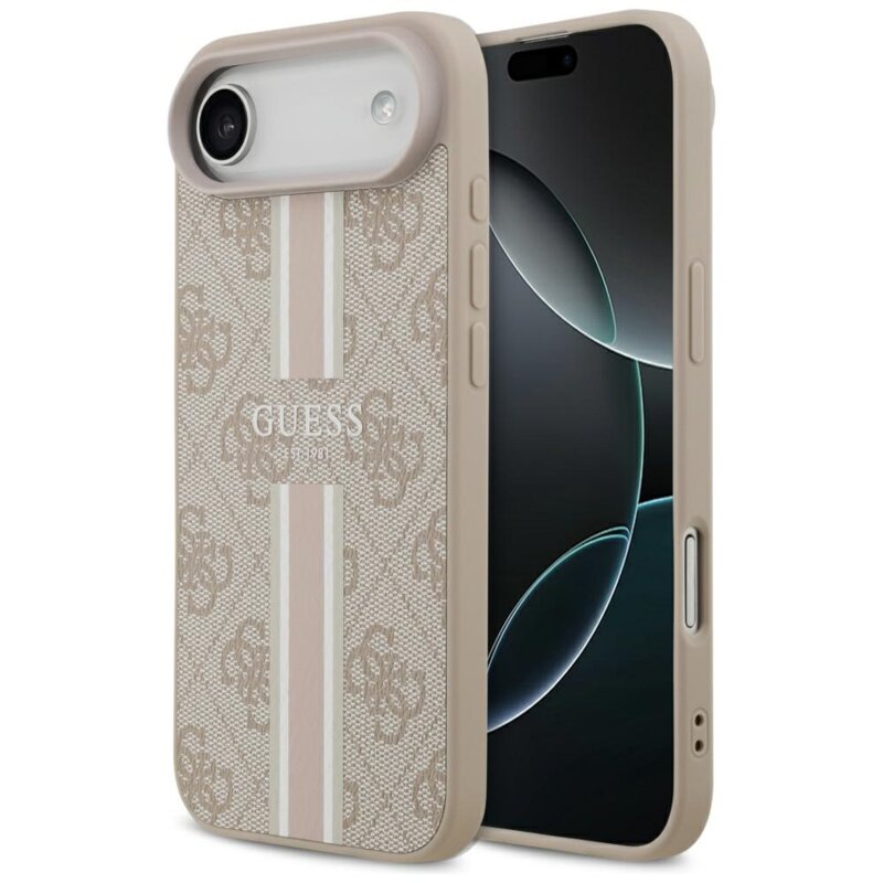 Husa originala Guess iPhone 17 Air Hardcase 4G Printed Stripes MagSafe, roz, GUHMP17MP4RPSP