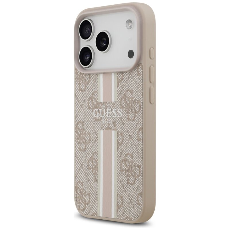Husa originala Guess iPhone 17 Pro Hardcase 4G Printed Stripes MagSafe, roz, GUHMP17LP4RPSP