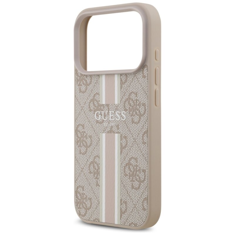 Husa originala Guess iPhone 17 Pro Hardcase 4G Printed Stripes MagSafe, roz, GUHMP17LP4RPSP