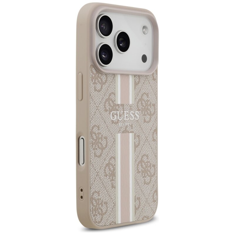 Husa originala Guess iPhone 17 Pro Max Hardcase 4G Printed Stripes MagSafe, roz, GUHMP17XP4RPSP