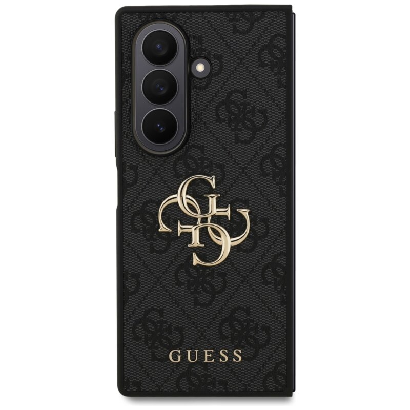 Husa Samsung Galaxy Z Fold7 Guess Leather 4G Metal Logo, negru, GUHCZFD74GMGGR