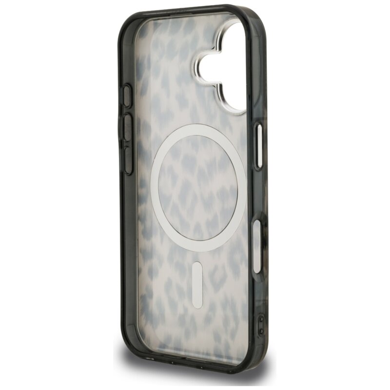 Husa iPhone 16 Karl Lagerfeld IML Leopard Pattern MagSafe, maro, KLHMP16SHDLEOICW