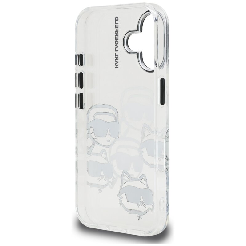 Husa iPhone 16 Karl Lagerfeld IML Luxury Multi Head Pattern, transparent, KLHCP16SHMCHKCT