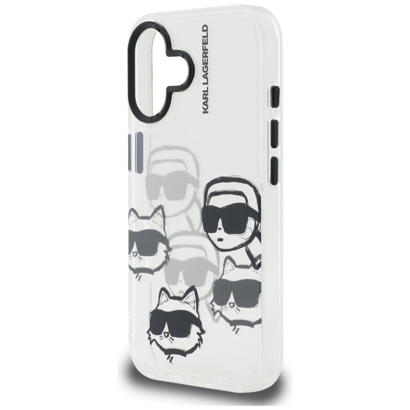 Husa iPhone 16 Karl Lagerfeld IML Luxury Multi Head Pattern, transparent, KLHCP16SHMCHKCT
