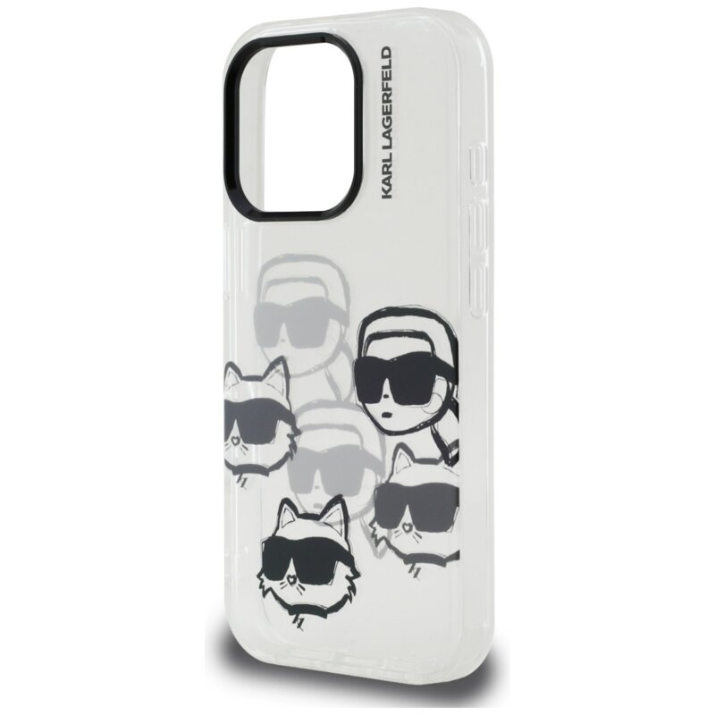 Husa iPhone 16 Pro Max Karl Lagerfeld IML Luxury Multi Head Pattern, transparent, KLHCP16XHMCHKCT