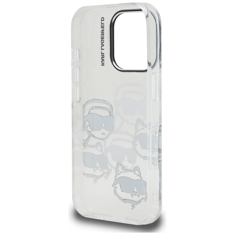 Husa iPhone 16 Pro Max Karl Lagerfeld IML Luxury Multi Head Pattern, transparent, KLHCP16XHMCHKCT