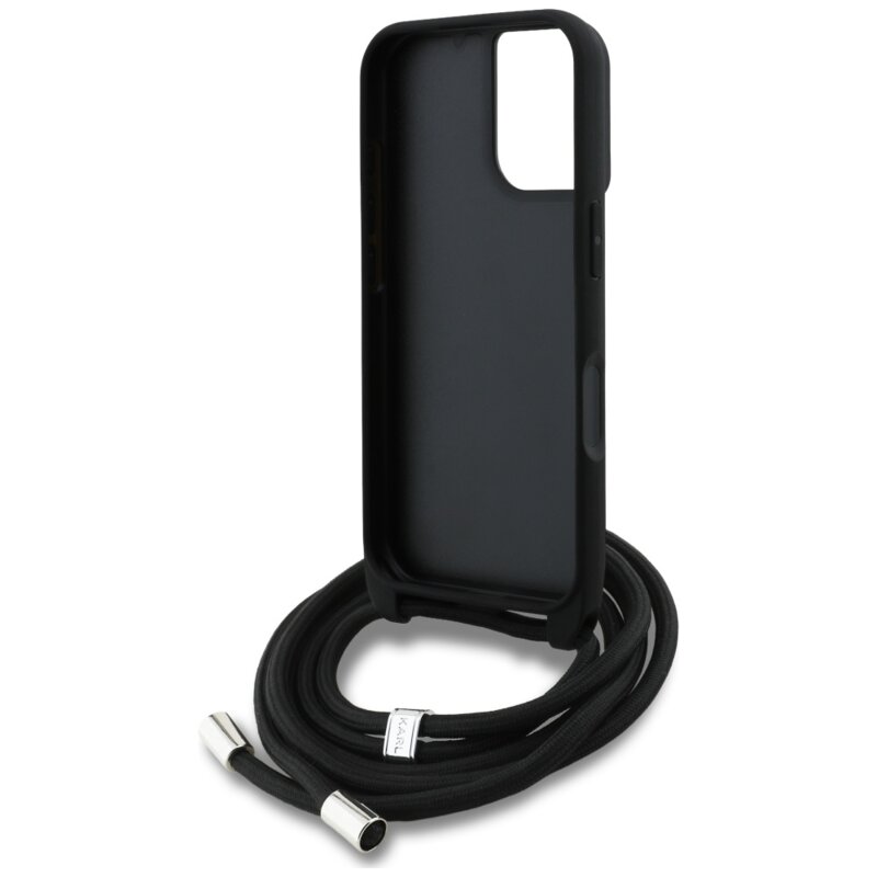 Husa iPhone 16 Karl Lagerfeld Saffiano MagSafe Crossbody, negru, KLHCP16SPGGRMPCK
