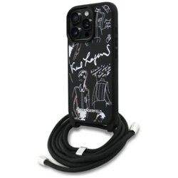 Husa iPhone 16 Pro Max Karl Lagerfeld Saffiano MagSafe Crossbody, negru, KLHCP16XPGGRMPCK