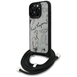 Husa iPhone 16 Pro Karl Lagerfeld Saffiano MagSafe Crossbody, gri, KLHCP16LPGGRMPCG