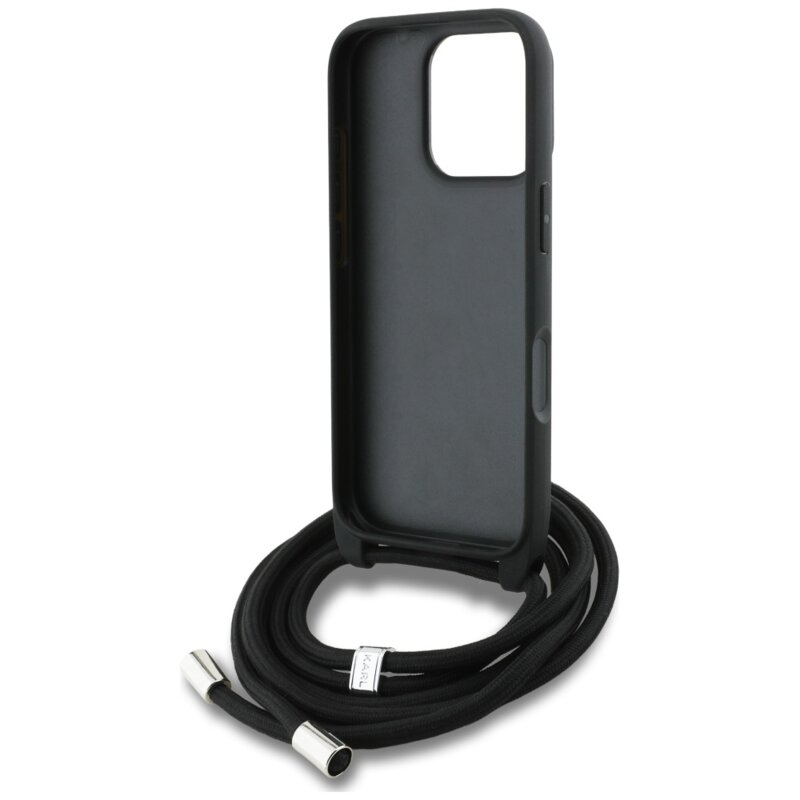 Husa iPhone 16 Pro Max Karl Lagerfeld Saffiano MagSafe Crossbody, gri, KLHCP16XPGGRMPCG