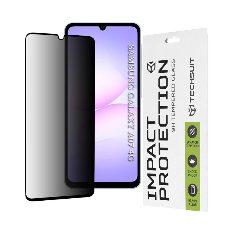 Folie sticla Samsung Galaxy A07 4G Techsuit 111D Privacy Full Glue, negru