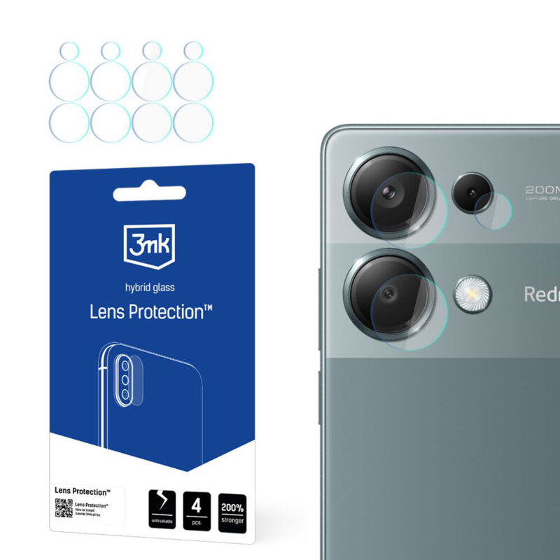 [Pachet 4x] Folie Xiaomi Redmi Note 13 Pro 4G 3mk Lens Protection, transparenta