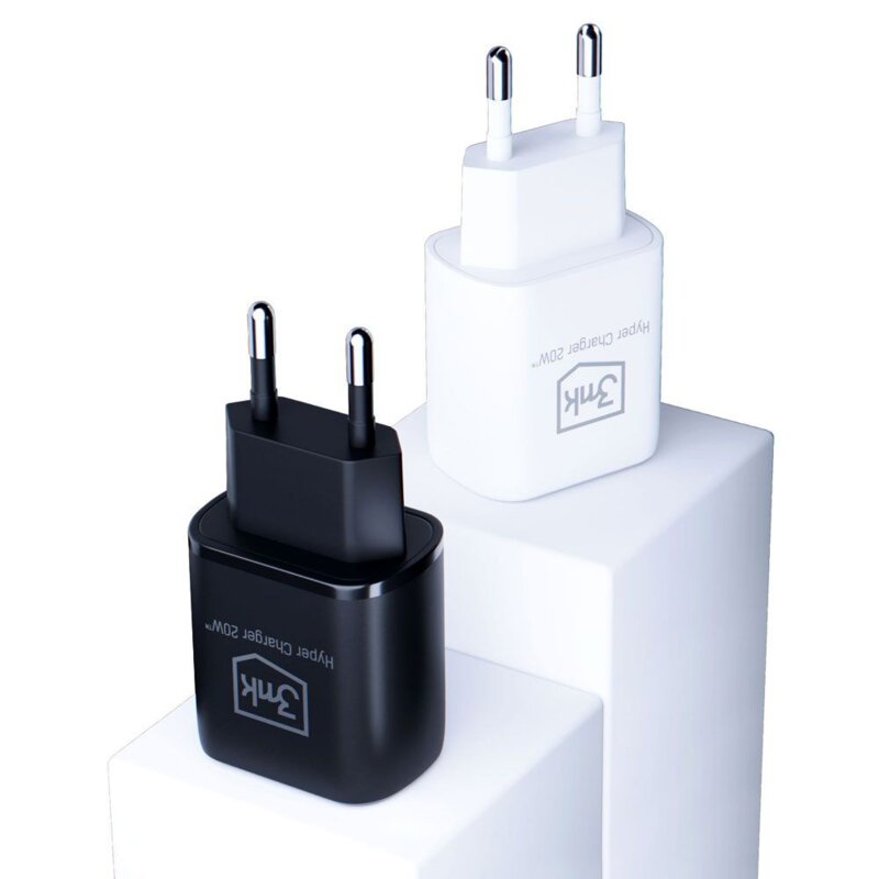 Incarcator priza USB-C + USB-A 20W, 3mk Hyper, alb