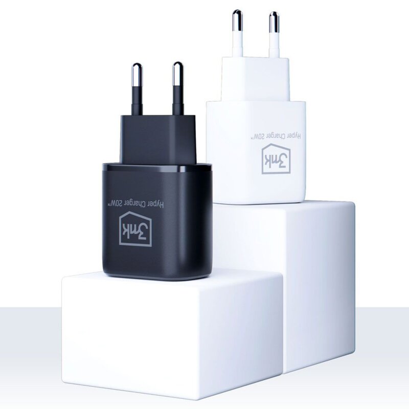 Incarcator priza USB-C + USB-A 20W, 3mk Hyper, alb