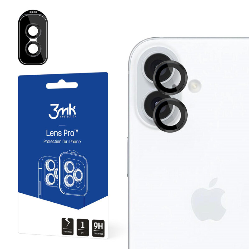 Folie iPhone 16 3mk Lens Protection, negru