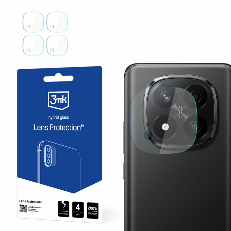 [Pachet 4x] Folie Xiaomi Redmi Note 14 Pro+ 5G 3mk Lens Protection, transparenta