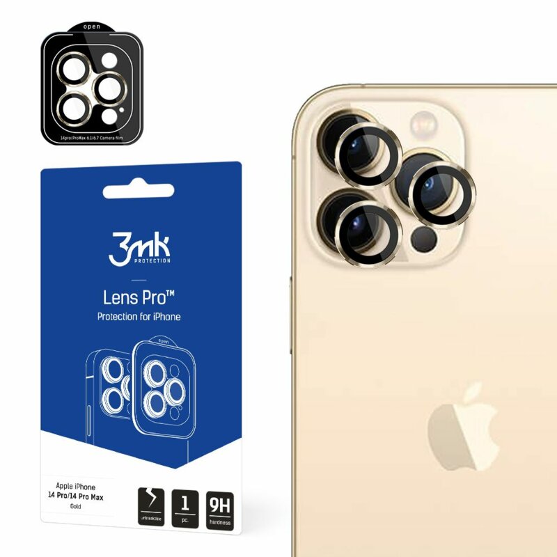 Folie iPhone 14 Pro 3mk Lens Protection, auriu