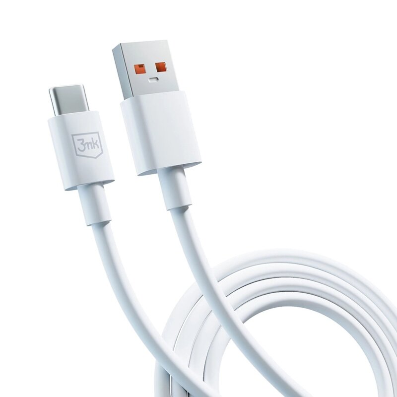 Cablu de date USB-A la USB-C 60W, 3mk Hyper, alb, 1.2m