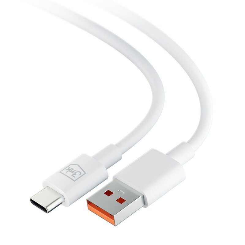 Cablu de date USB-A la USB-C 60W, 3mk Hyper, alb, 1.2m