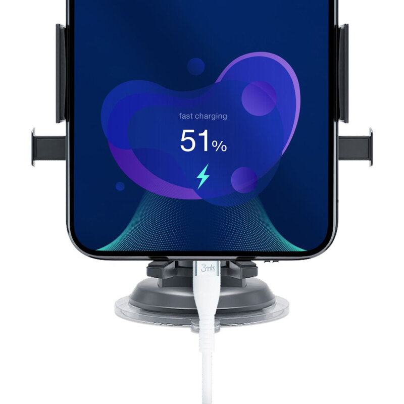 Suport telefon auto bord/parbriz, 3mk Twist, negru