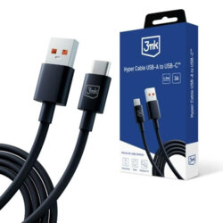 Cablu de date USB-A la USB-C, 3mk Hyper, negru, 1.2m