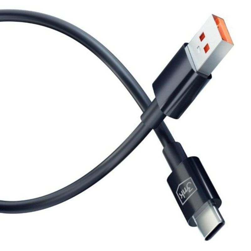 Cablu de date USB-A la USB-C, 3mk Hyper, negru, 1.2m