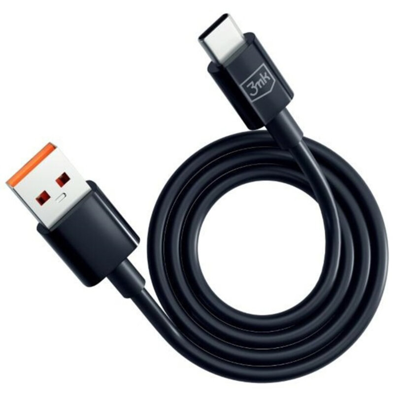 Cablu de date USB-A la USB-C, 3mk Hyper, negru, 1.2m