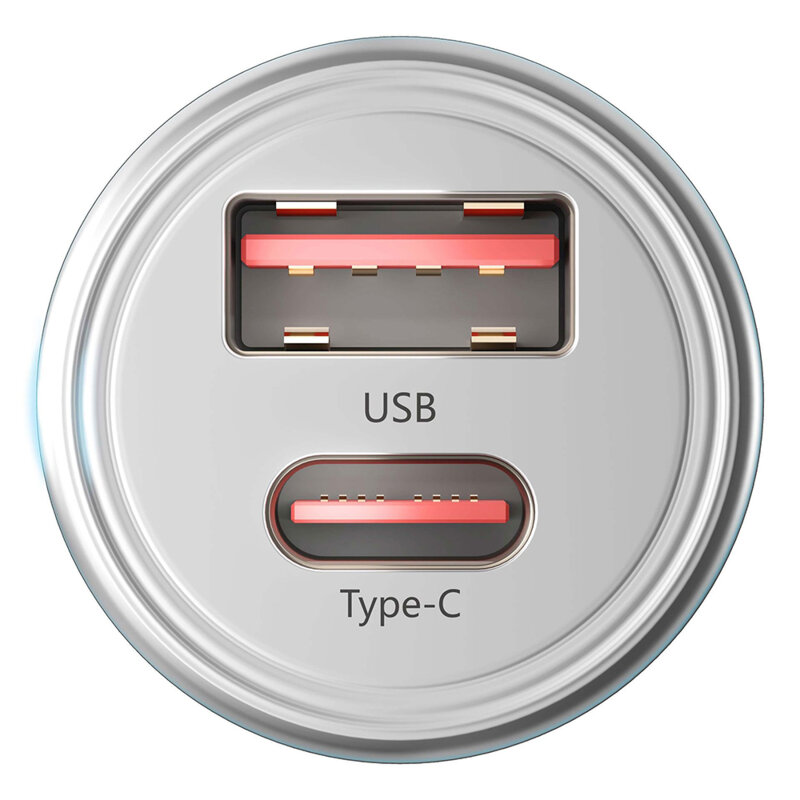 Incarcator auto universal USB-C/USB-A 45W, 3mk Hyper, argintiu