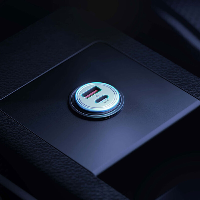 Incarcator auto universal USB-C/USB-A 45W, 3mk Hyper, argintiu